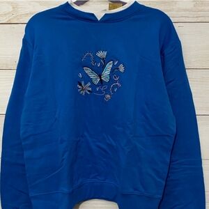 Gold Coast Embroidered Butterfly Sweatshirt Size XL NWT